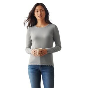 GRACE KARIN Women's High Stretchy Long Sleeve Pullover Sweater, Gray, Size Large
